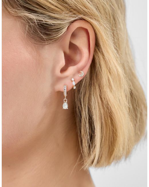 Accessorize White 5-Pack Stone Stud & Hoop Earrings