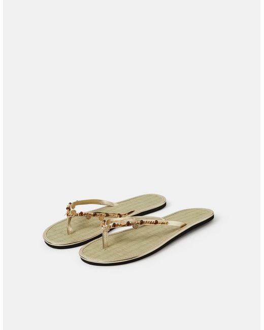 Accessorize Natural Coin Embellished Seagrass Flip Flops