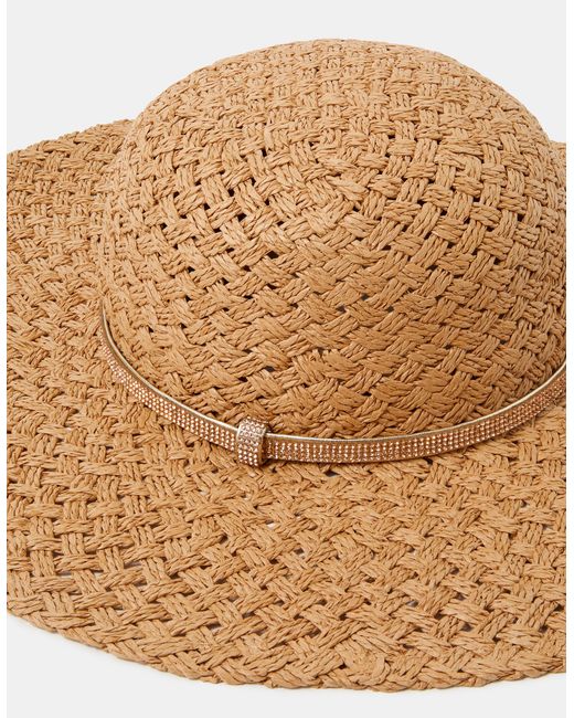 Accessorize Natural Sparkle Floppy Straw Hat