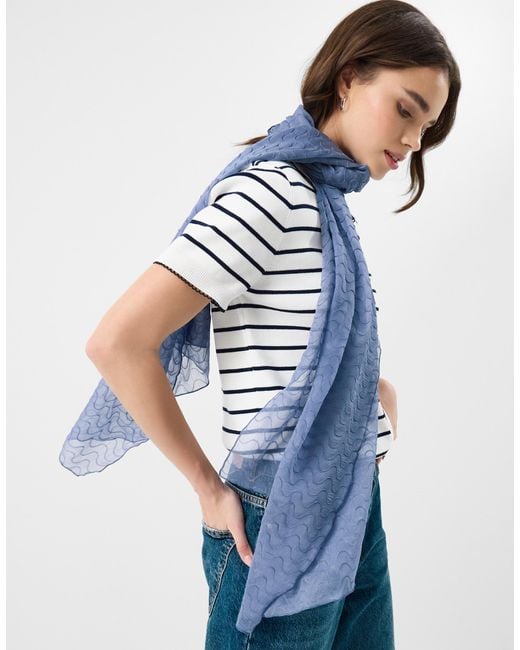 Accessorize Blue Lightweight Wave Stitch Scarf