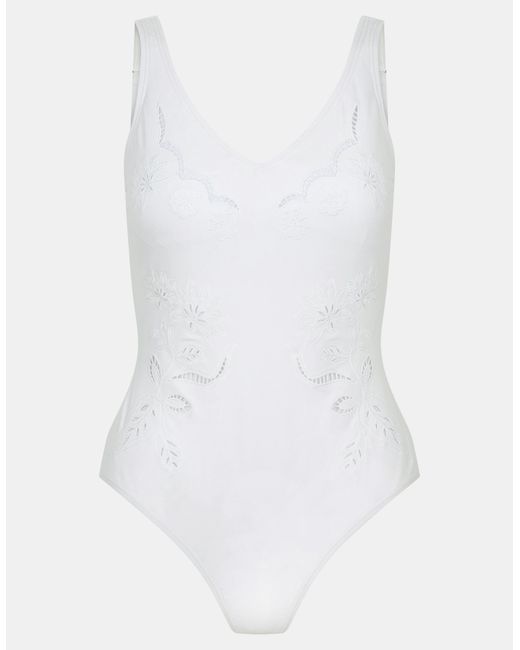 Accessorize White Floral Cutwork Swimsuit