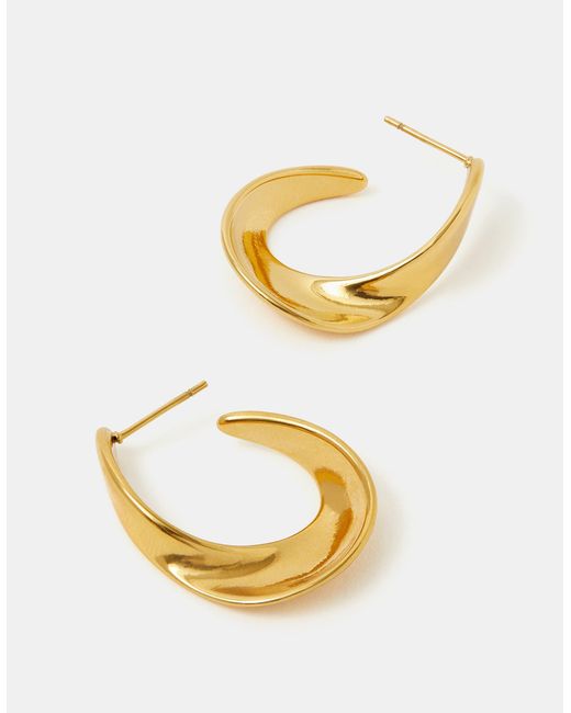 Accessorize Metallic Stainless Steel Oval Twist Hoop Earrings