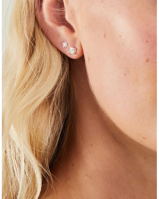 Accessorize Natural 2-pack Sterling Silver-plated Star Earrings