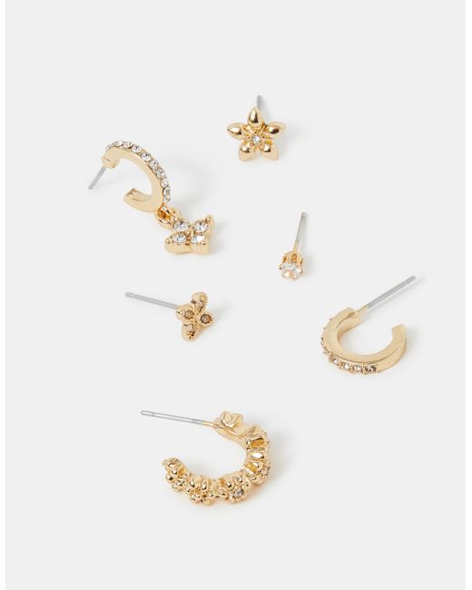 Accessorize White 6-Pack Flower Stud & Hoop Earrings