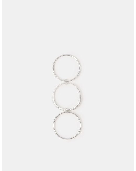 Accessorize White Sterling Triple Band Ring