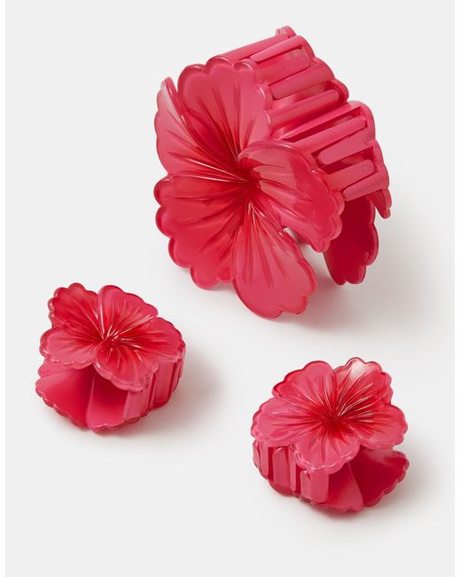 Accessorize White 3-Pack Hibiscus Flower Claw Clips