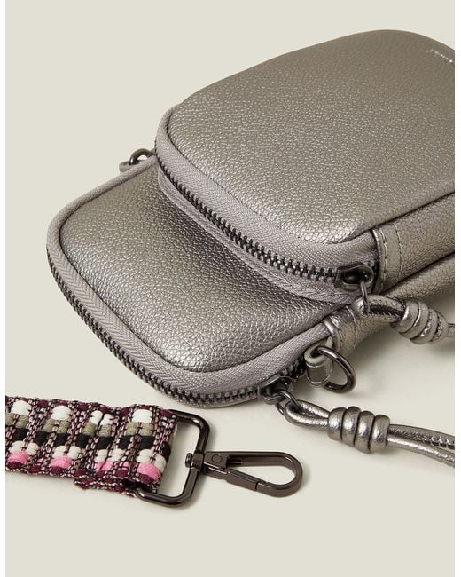 Accessorize Gray Women's Grey Webbing Strap Phone Bag