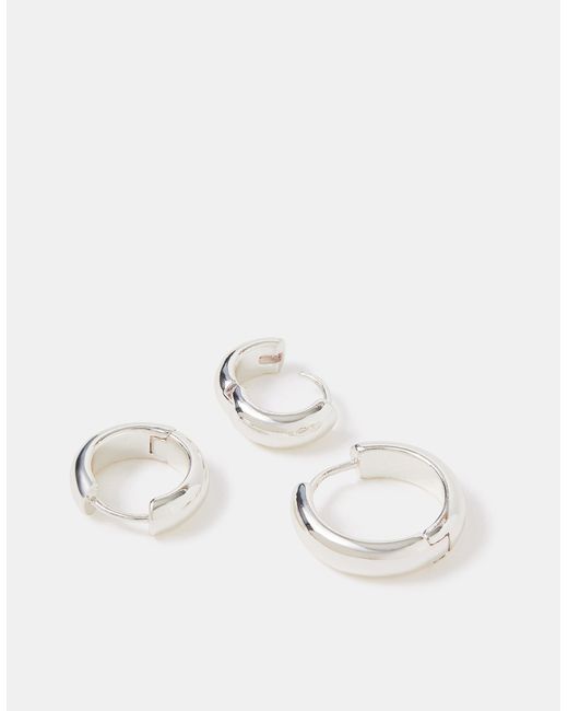 Accessorize Black 3-Pack Sterling-Plated Hoop Earrings