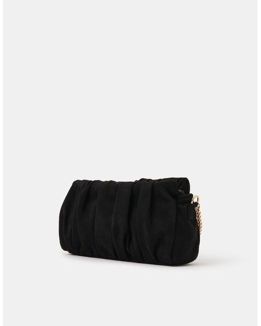 Accessorize Blue Ruched Faux Suede Clutch Bag