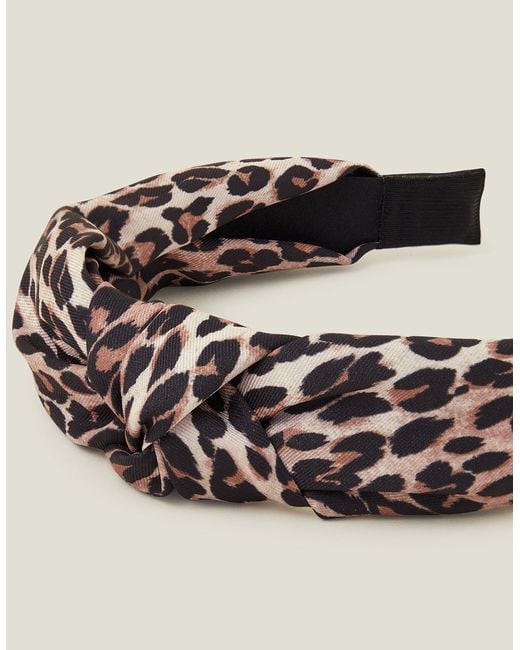 Accessorize Natural Women's Brown Leopard Print Knot Headband