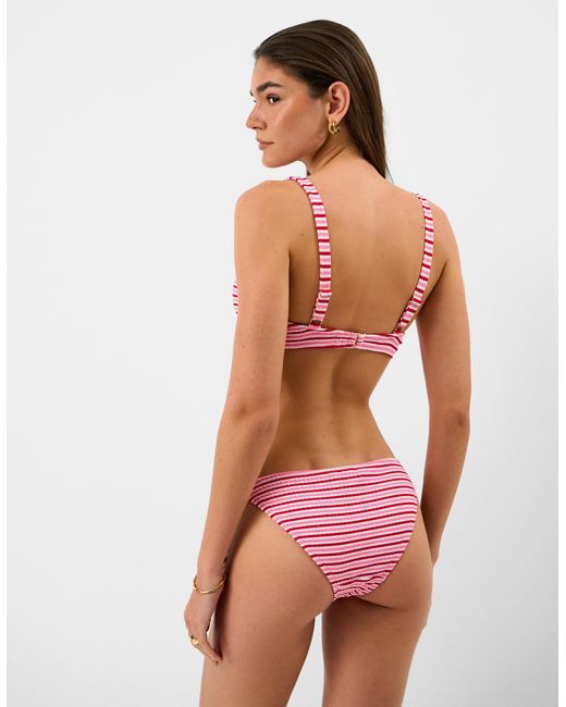 Accessorize Red Stripe Tie Front Bikini Top