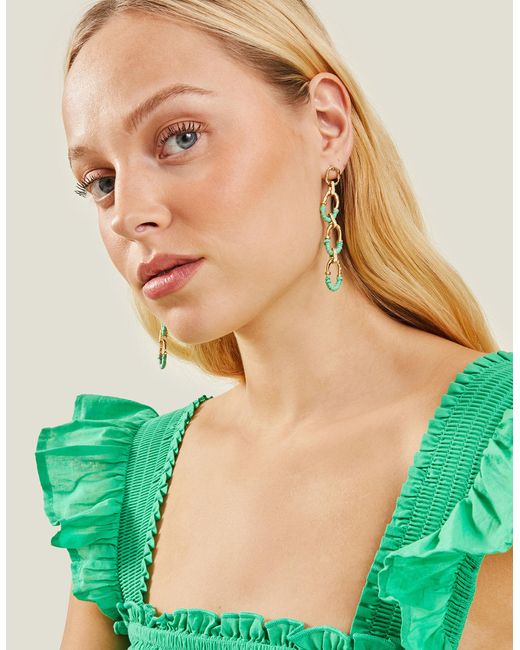 Accessorize Metallic Women's Gold Wrapped Link Earrings