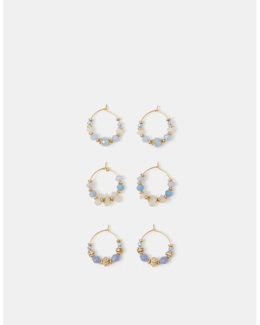 Accessorize Natural 3-Pack Mini Beaded Hoop Earrings