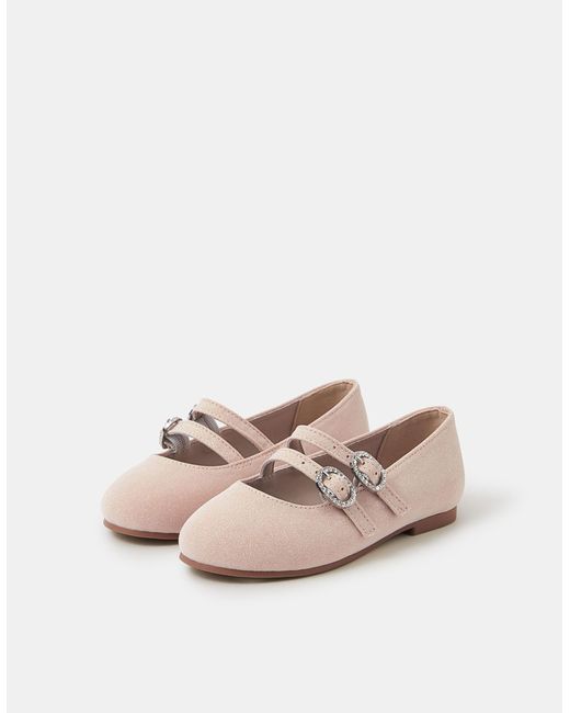 Accessorize Pink Sparkle Double Strap Ballet Flats