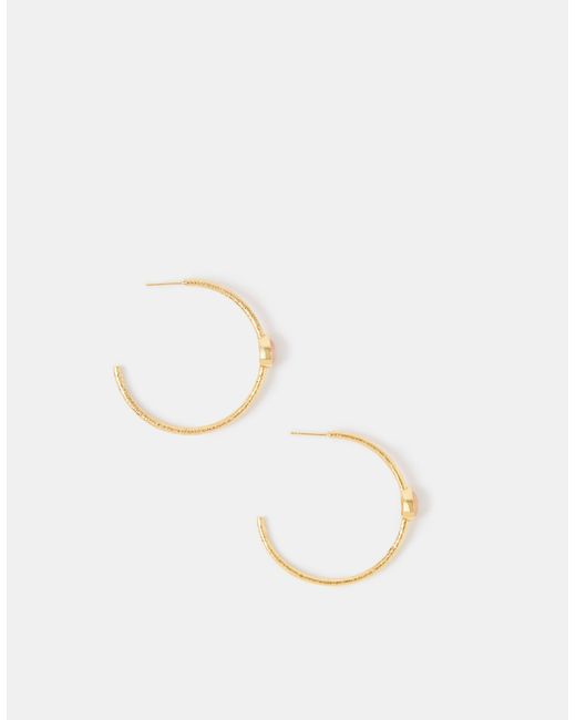 Accessorize Natural 14Ct-Plated Rose Quartz Teardrop Hoop Earrings