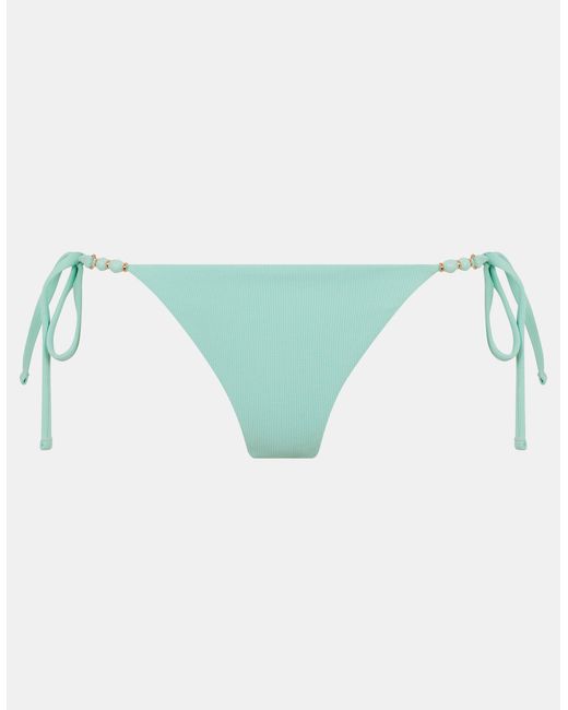 Accessorize Blue Bead Strap Textured Bikini Bottoms