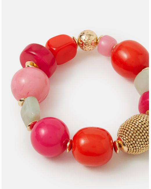 Accessorize Red Chunky Resin Beaded Bracelet