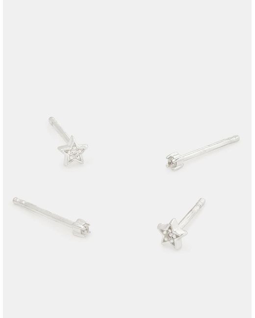 Accessorize Natural 2-Pack Sterling Diamanté & Star Stud Earrings