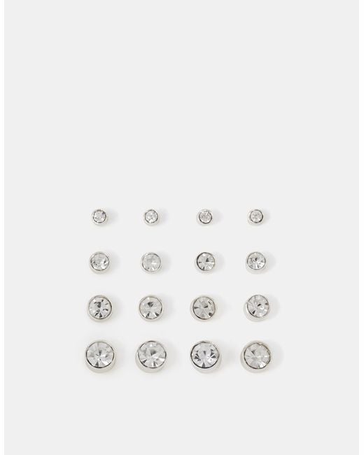 Accessorize Brown 8-Pack Stone Stud Earrings