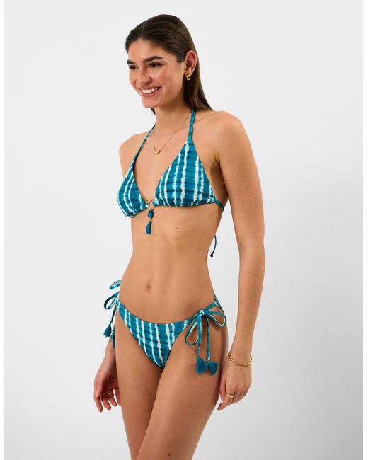 Accessorize Blue Tie-Dye Triangle Bikini Top