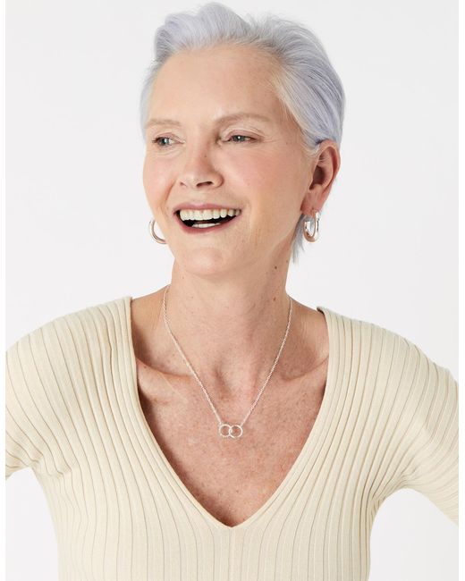 Accessorize Natural Linked Circle Pendant Necklace