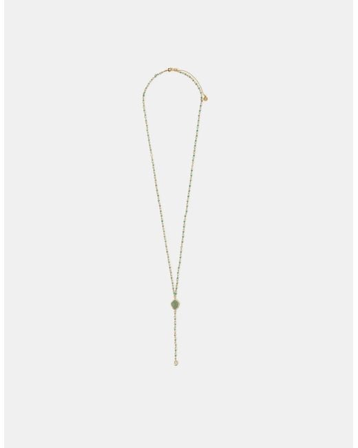 Accessorize White 14Ct-Plated Aventurine Lariat Necklace