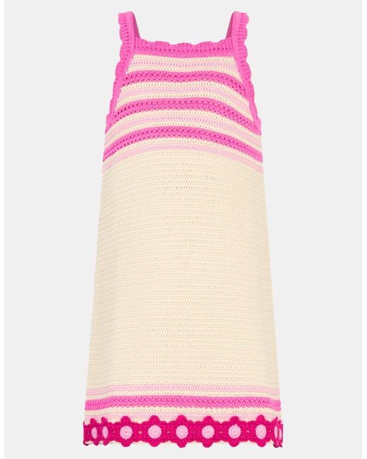 Accessorize Pink Flower Knit Crochet Dress, Little Girl's