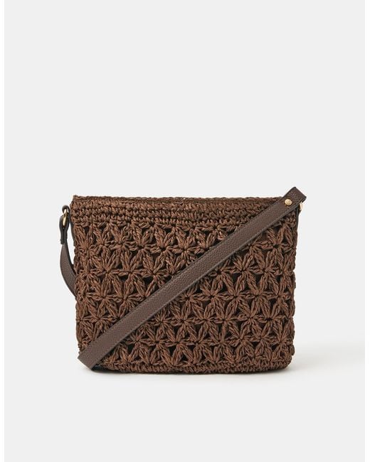 Accessorize Brown Raffia Crossbody Bag