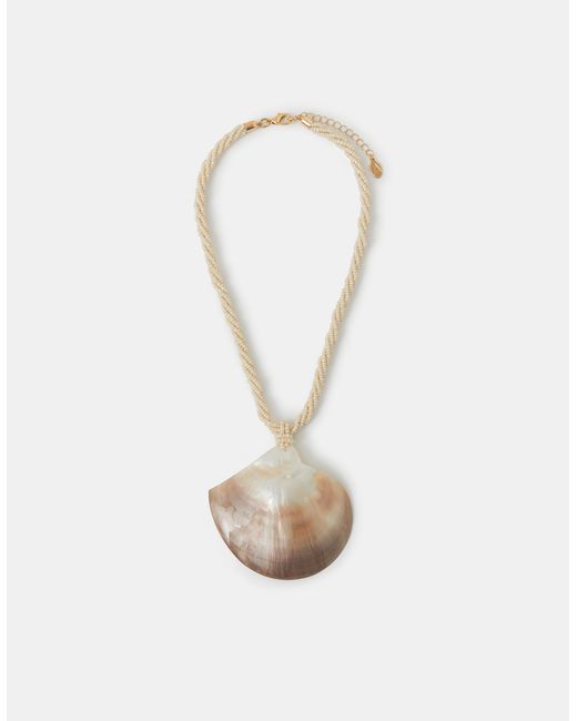 Accessorize White Mother Of Pearl Shell Beaded Necklace