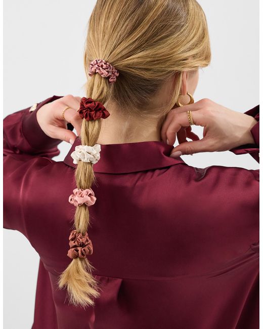 Accessorize White 5-Pack Skinny Satin Hair Scrunchies