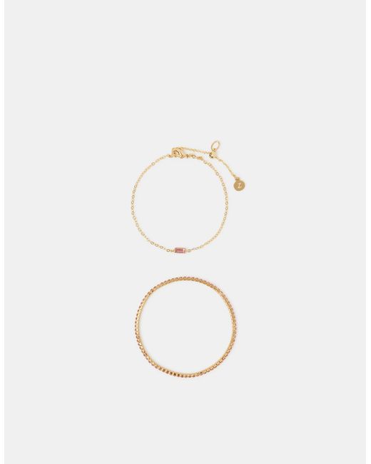 Accessorize White 2-Pack 14Ct-Plated Gemstone Bracelets