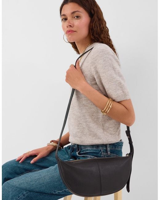 Accessorize Black Leather Sling Crossbody Bag