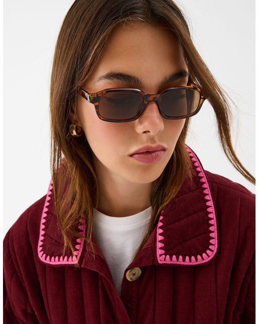 Accessorize Natural Mini Crystal Tortoiseshell Square Sunglasses