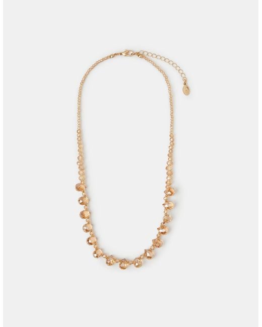 Accessorize Natural Crystal Teardrop Beaded Necklace