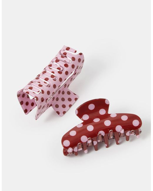 Accessorize Brown 2-Pack Polka Dot Claw Clips