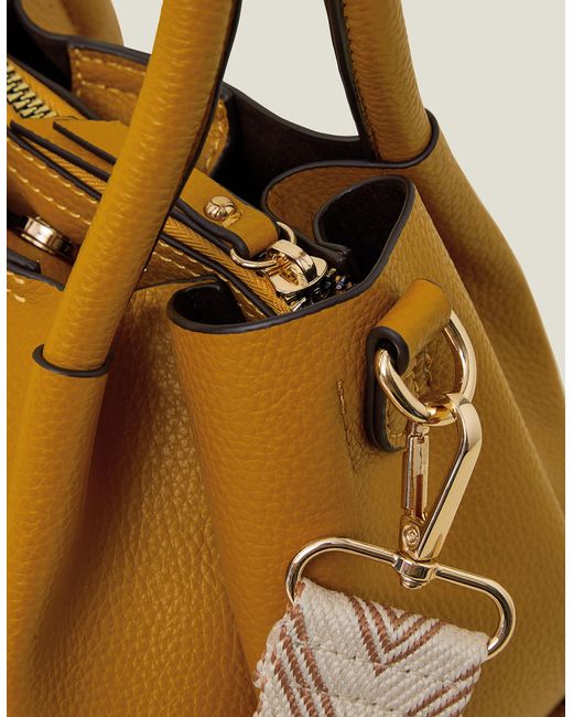 Accessorize Metallic Women's Yellow Cross-body Bag With Webbing Strap