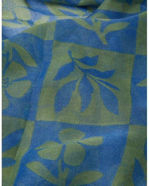 Accessorize Blue Lightweight Flower Tile Print Scarf