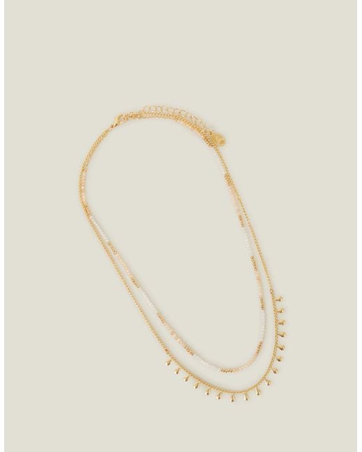 Accessorize Natural Gold Facet Bead Layered Necklace