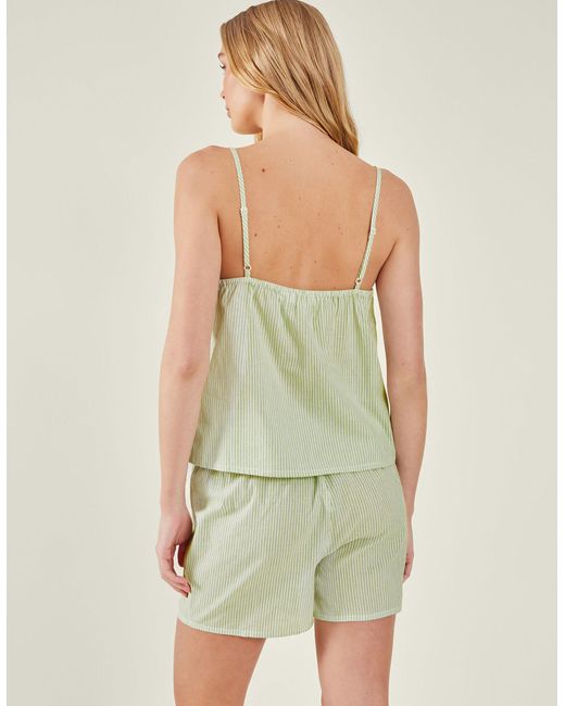 Accessorize Women's Embroidered Stripe Vest Pyjama Set Green