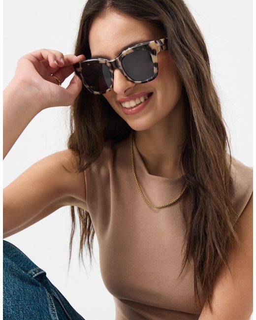 Accessorize Natural Chunky Tort Square Sunglasses