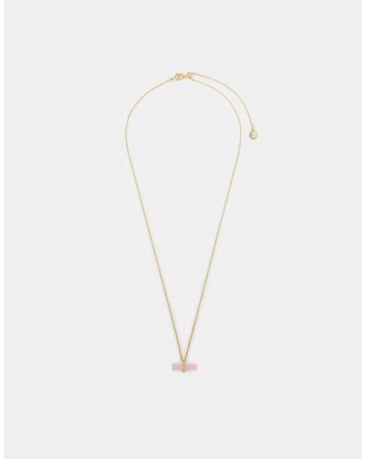 Accessorize White 14Ct-Plated Healing Stone T-Bar Necklace