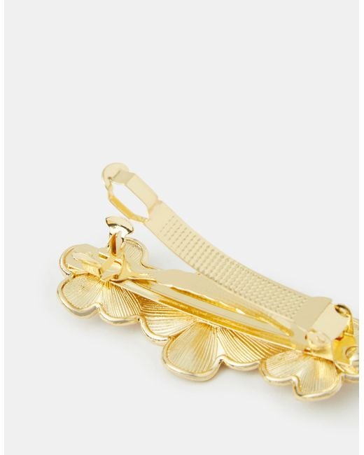 Accessorize Natural Pearl Flower Hair Barrette Clip
