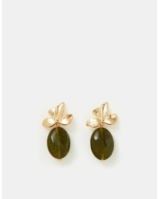 Accessorize Metallic Mini Flower Resin Drop Earrings