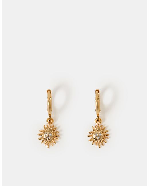 Accessorize Black 14Ct-Plated Sun Hoop Drop Earrings
