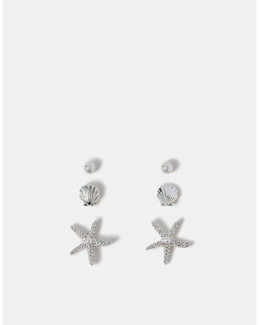 Accessorize White 3-Pack Starfish Stud Earrings
