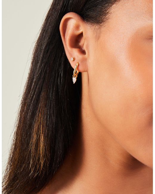 Accessorize Metallic Women's 14ct Gold-plated Drop Square Hoops
