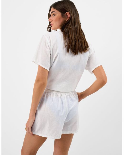 Accessorize White Shell Embroidered Patchwork Shorts