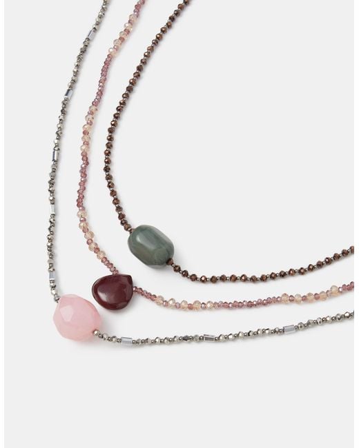 Accessorize Metallic 3-Pack Resin Pendant Necklaces