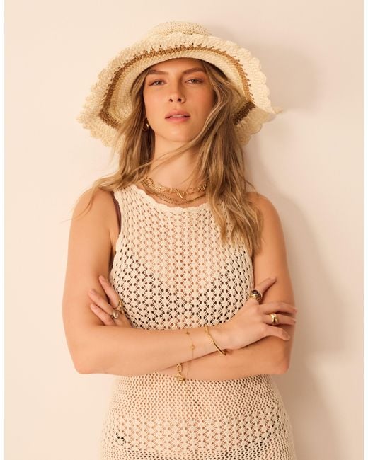 Accessorize Metallic Crochet Floppy Hat