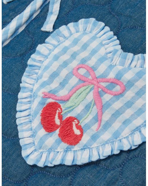 Accessorize Blue Cherry Gingham Quilted Waistcoat